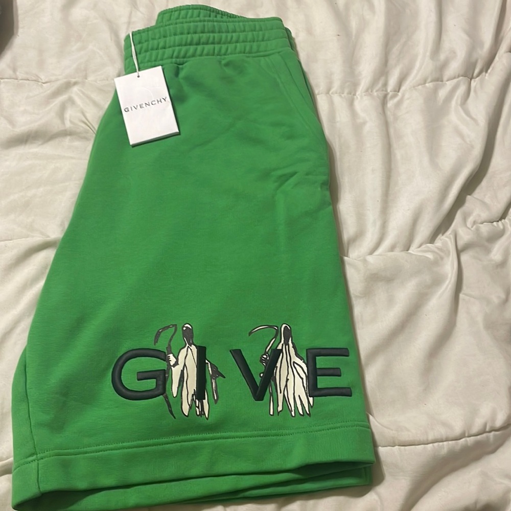 Authentic Givenchy apple green Josh smith Reaper shorts.